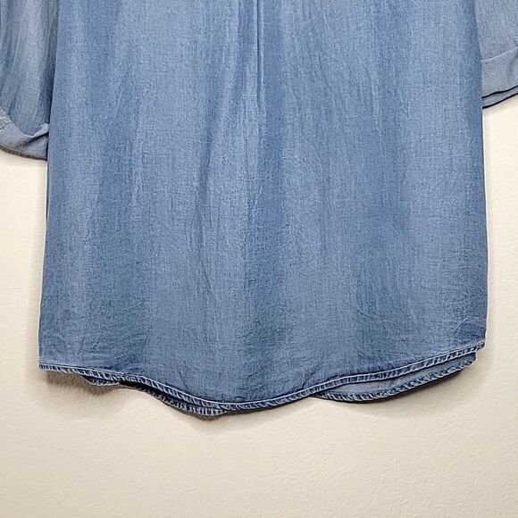 A.N.A 100% Lyocell Light Blue Casual Button Down Collared Extra Long Shirt sz XL - Picture 8 of 11